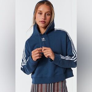 Adidas Originals Adicolor 3 Stripes Cropped vintage Hoodie Pullover Sweatshirt